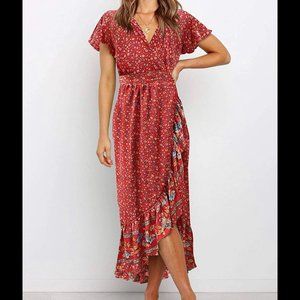 ZESICA Summer Wrap Midi Dress